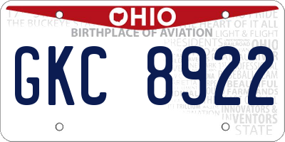 OH license plate GKC8922