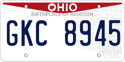 OH license plate GKC8945
