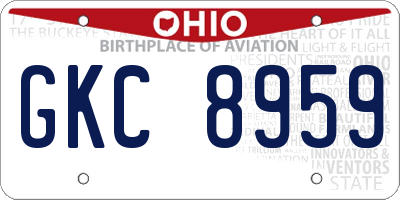OH license plate GKC8959