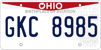 OH license plate GKC8985