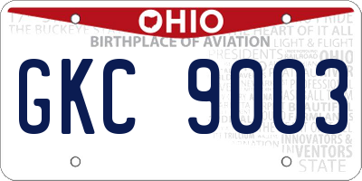 OH license plate GKC9003