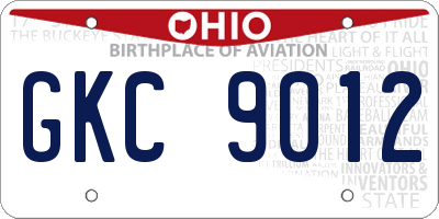 OH license plate GKC9012