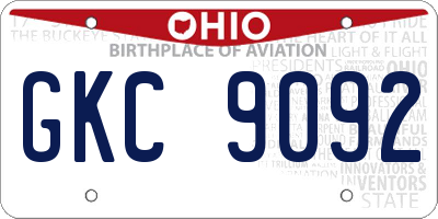 OH license plate GKC9092