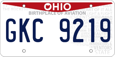 OH license plate GKC9219