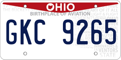 OH license plate GKC9265