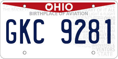 OH license plate GKC9281