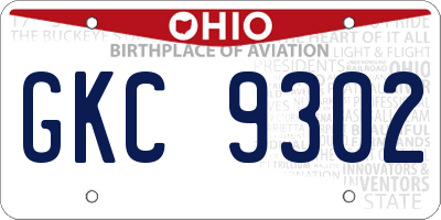 OH license plate GKC9302