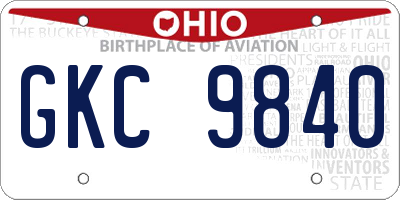 OH license plate GKC9840
