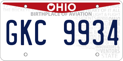 OH license plate GKC9934
