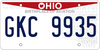 OH license plate GKC9935