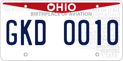 OH license plate GKD0010