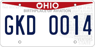 OH license plate GKD0014