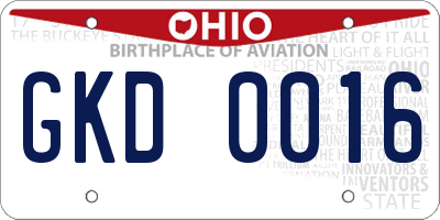 OH license plate GKD0016