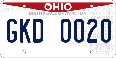 OH license plate GKD0020