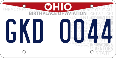 OH license plate GKD0044