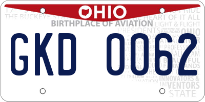 OH license plate GKD0062