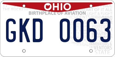 OH license plate GKD0063
