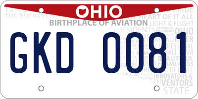 OH license plate GKD0081