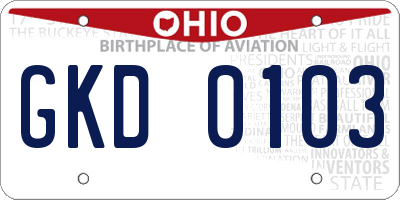 OH license plate GKD0103