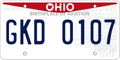 OH license plate GKD0107