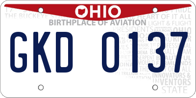 OH license plate GKD0137