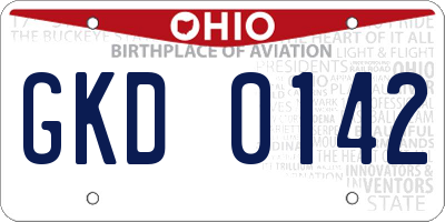 OH license plate GKD0142