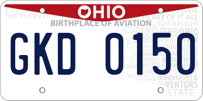 OH license plate GKD0150