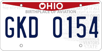 OH license plate GKD0154