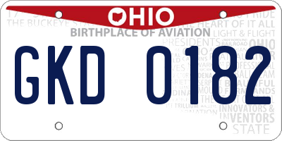 OH license plate GKD0182