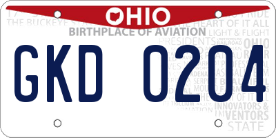 OH license plate GKD0204
