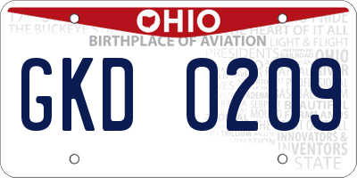 OH license plate GKD0209