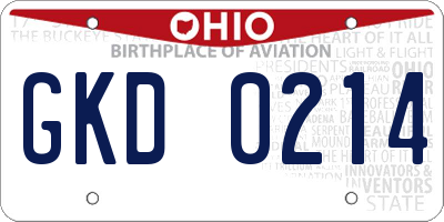 OH license plate GKD0214