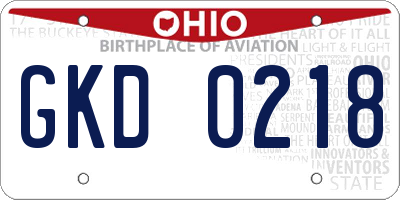 OH license plate GKD0218