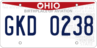 OH license plate GKD0238