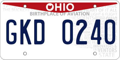 OH license plate GKD0240