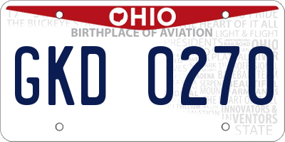 OH license plate GKD0270