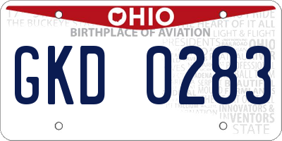 OH license plate GKD0283