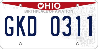 OH license plate GKD0311