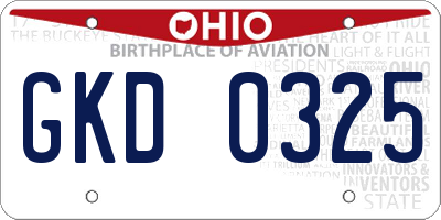 OH license plate GKD0325