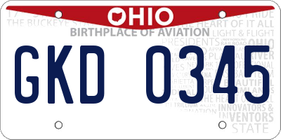 OH license plate GKD0345