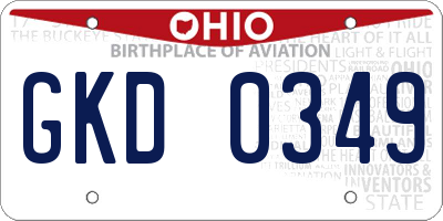 OH license plate GKD0349