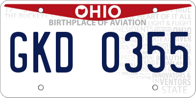 OH license plate GKD0355