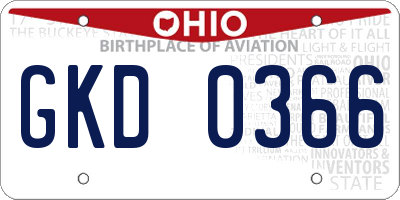 OH license plate GKD0366