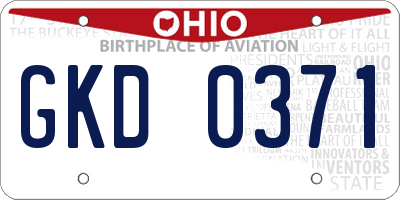 OH license plate GKD0371