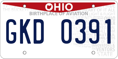 OH license plate GKD0391