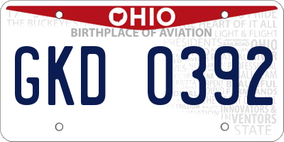 OH license plate GKD0392