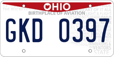 OH license plate GKD0397