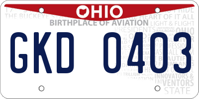 OH license plate GKD0403