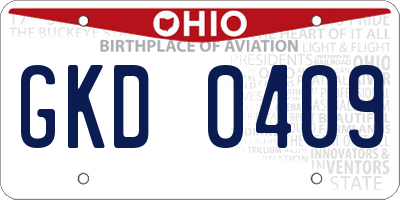OH license plate GKD0409