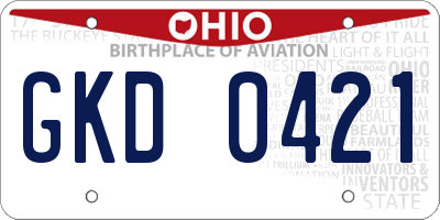 OH license plate GKD0421